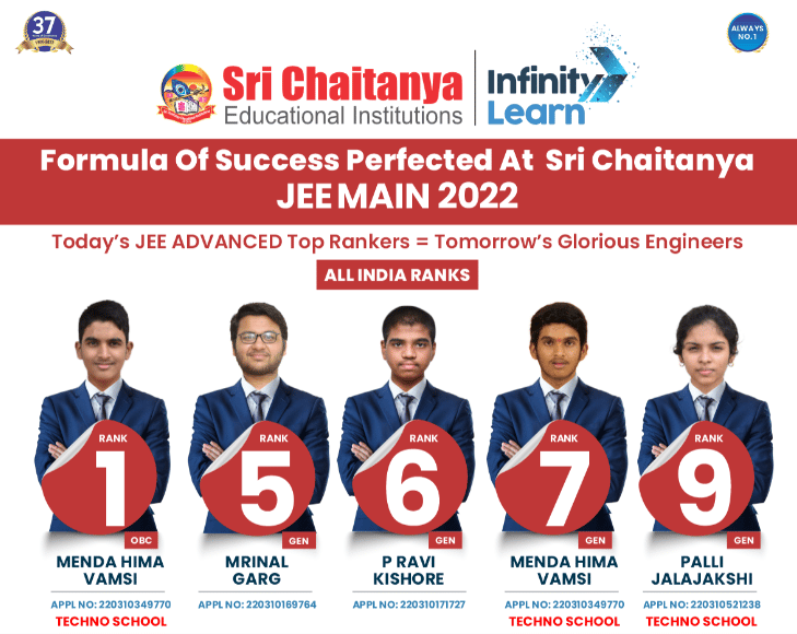 Students of Sri Chaitanya ace JEE-Main 2022